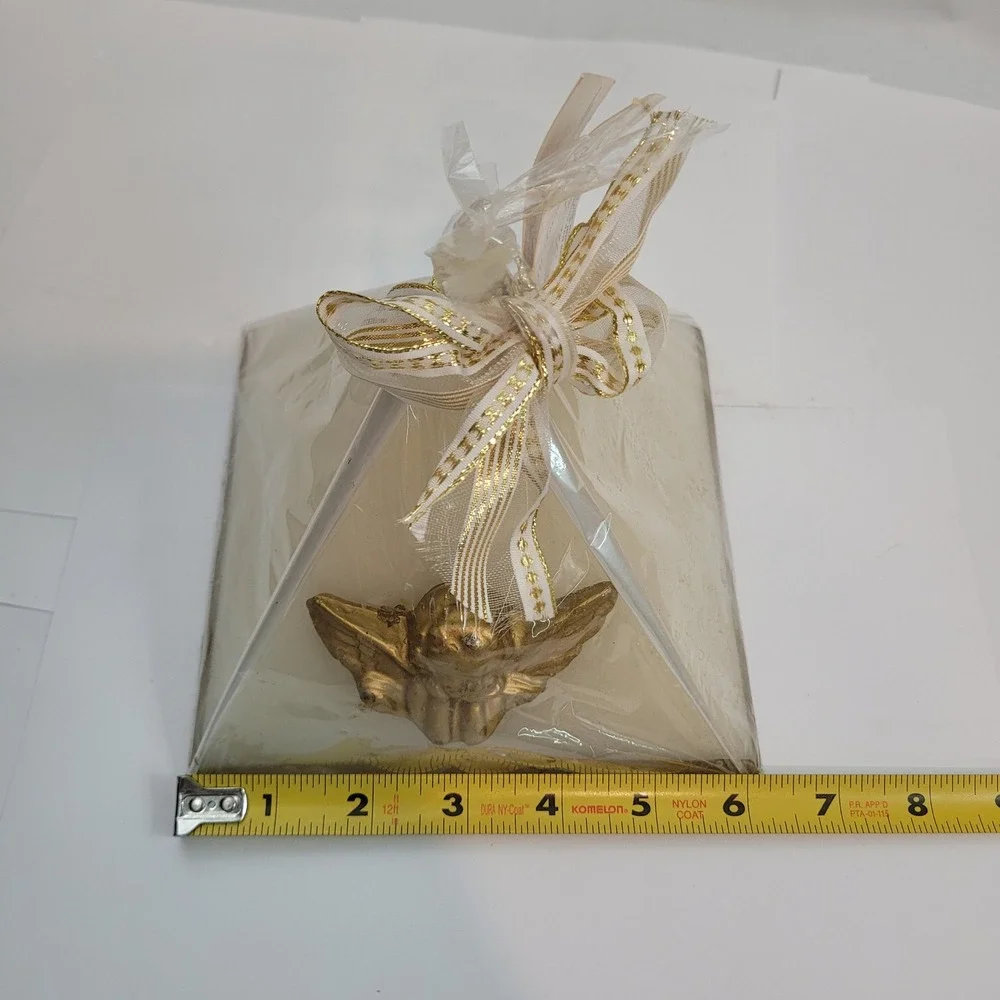 The Treasure Candle Golden Angel Pyramid Candle Vintage 1991 Hidden Treasures